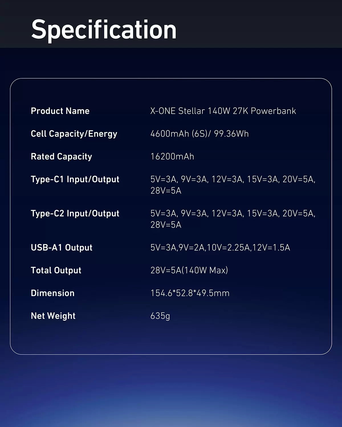 Batterie externe Stellar 140W 27600mAh