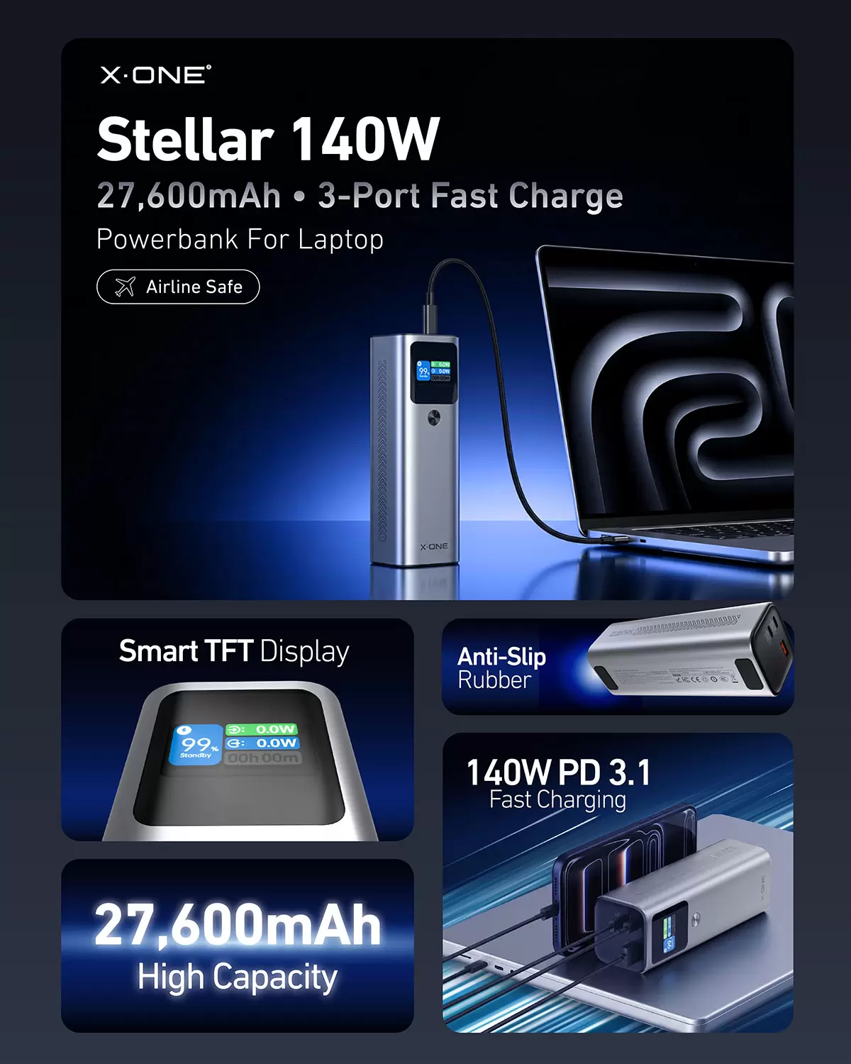 Batterie externe Stellar 140W 27600mAh