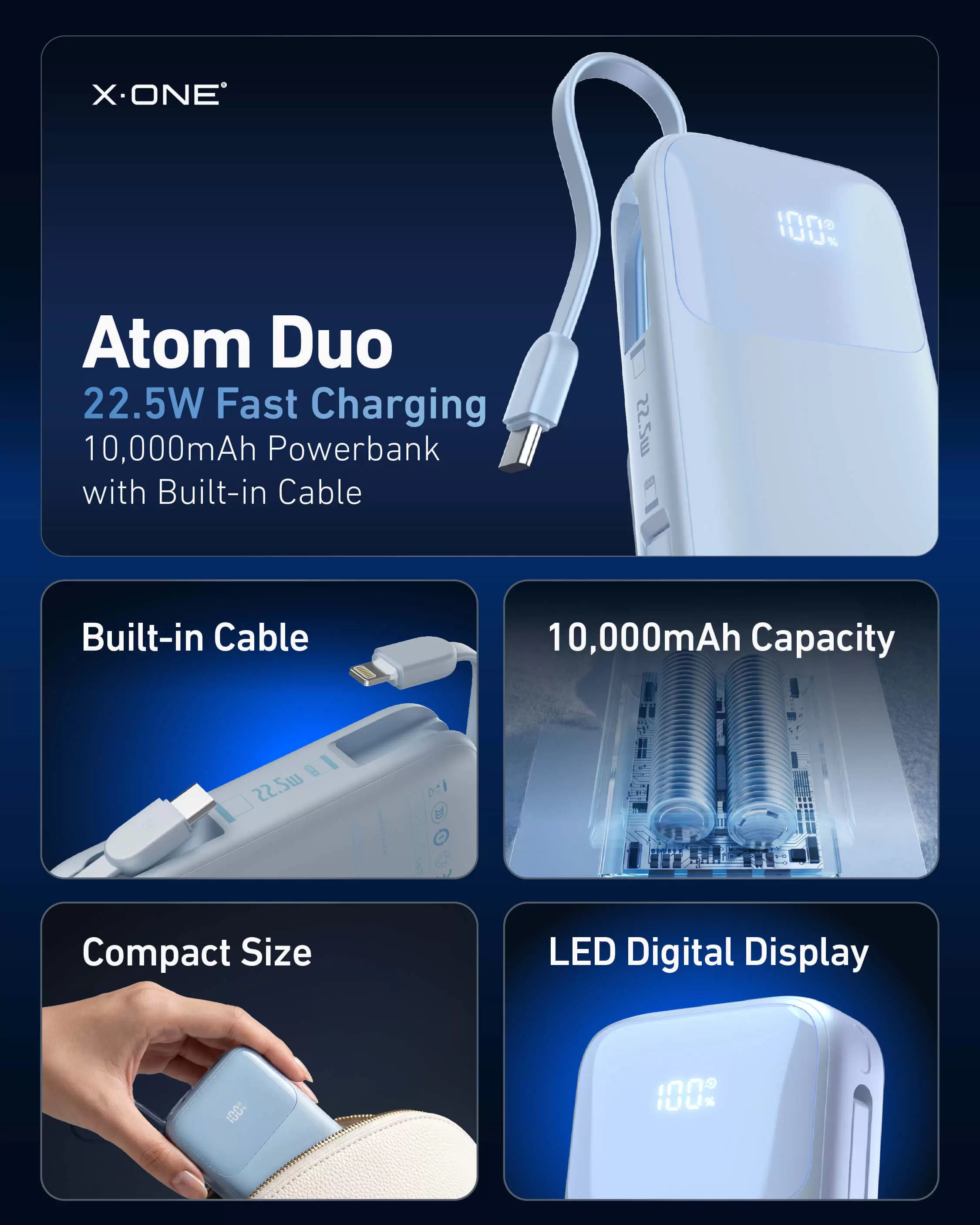 Batterie externe Atom Duo 22,5 W 10 000 mAh